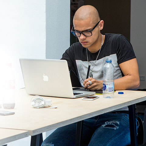 Student with a laptop