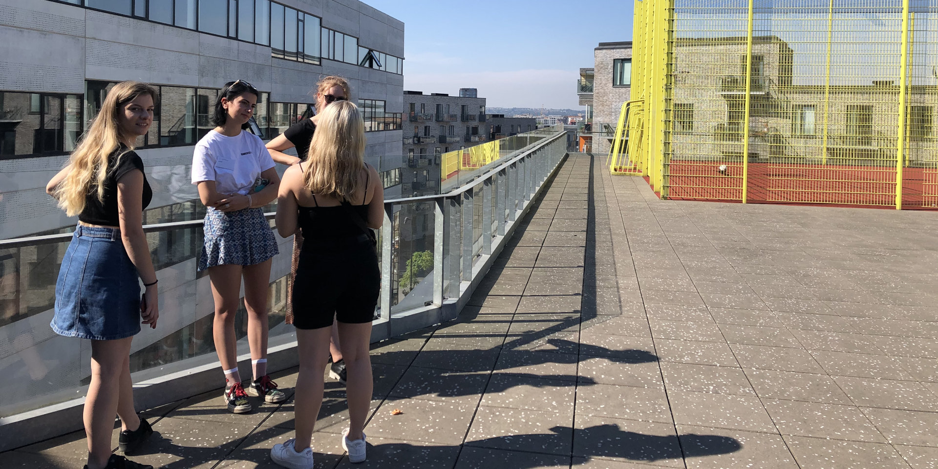 students on roof top
