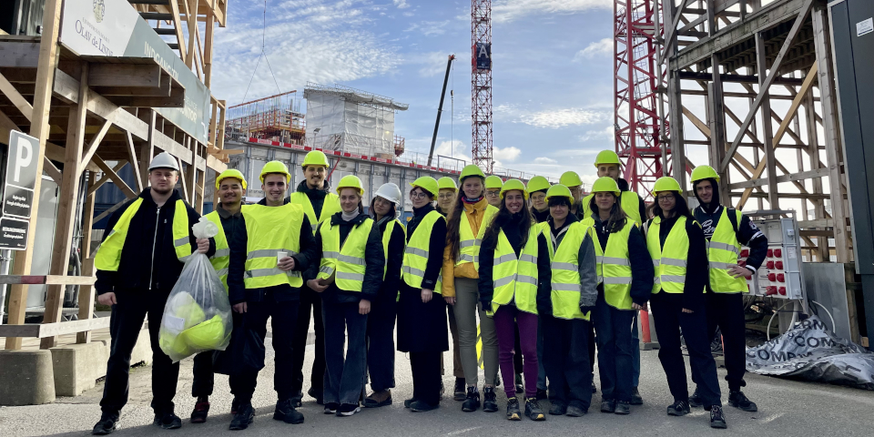 Architectural Technology and Construction Management students at a construction site visit