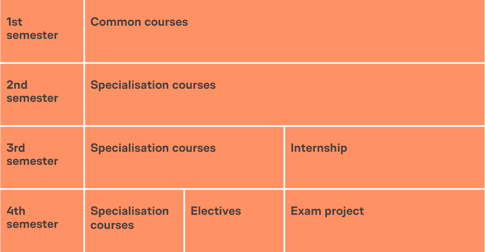 Semester structure for the Design, Technology and Business programme