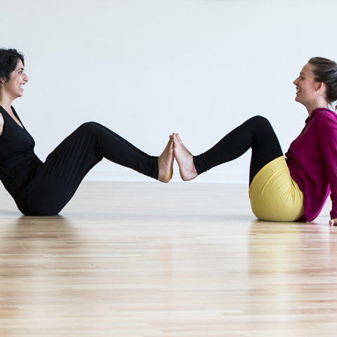 Two women exercising